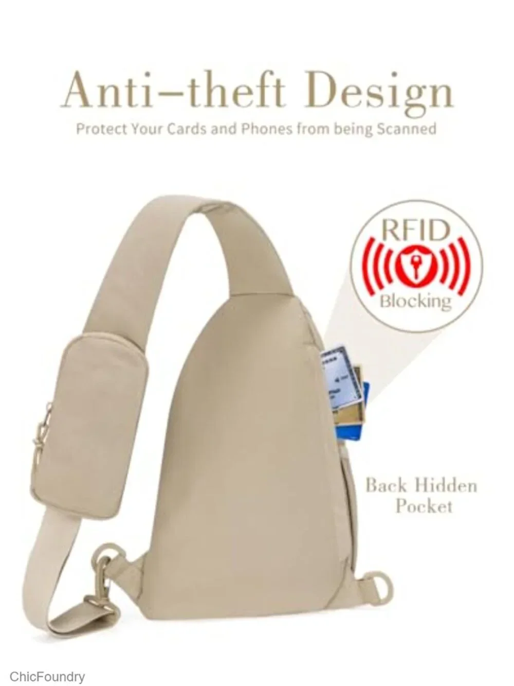 Nylon RFID Blocking Sling Crossbody Bag with Adjustable Strap